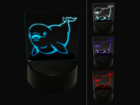 Smiling Beluga Whale 3D Illusion LED Night Light Sign Nightstand Desk Lamp