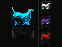 Spotted Narwhal Unicorn of the Sea 3D Illusion LED Night Light Sign Nightstand Desk Lamp