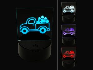 Cute Truck with Shamrocks Luck St. Patrick's Day 3D Illusion LED Night Light Sign Nightstand Desk Lamp