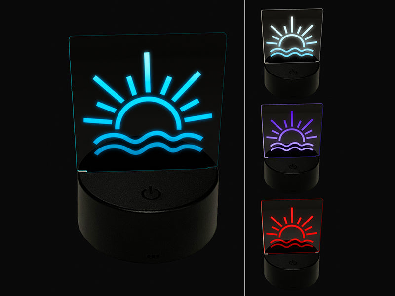 Sun and Waves Sunrise Sunset 3D Illusion LED Night Light Sign Nightstand Desk Lamp