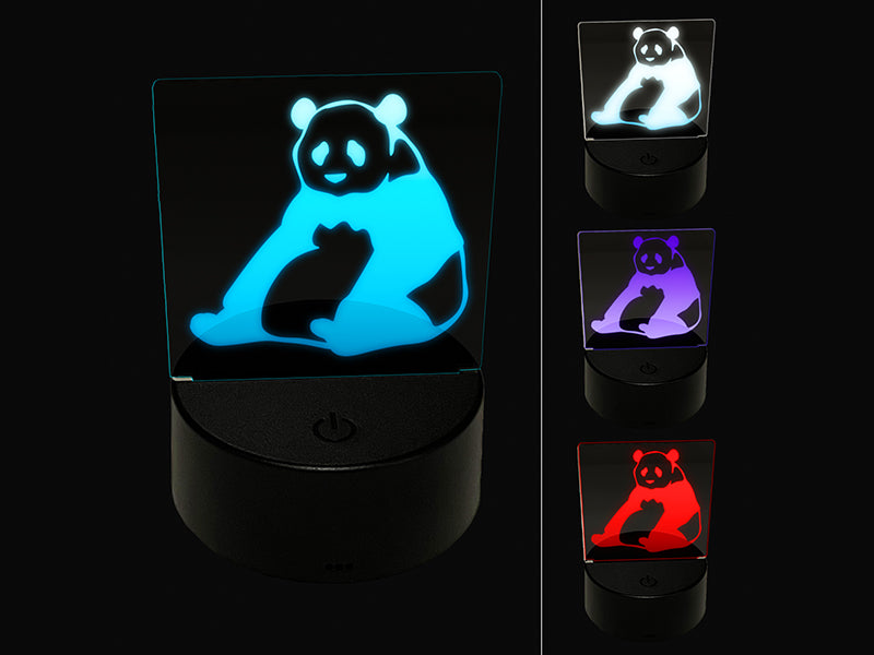 Giant Panda Bear Sitting 3D Illusion LED Night Light Sign Nightstand Desk Lamp