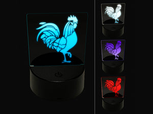 Rooster Strutting Farm Animal Chicken 3D Illusion LED Night Light Sign Nightstand Desk Lamp