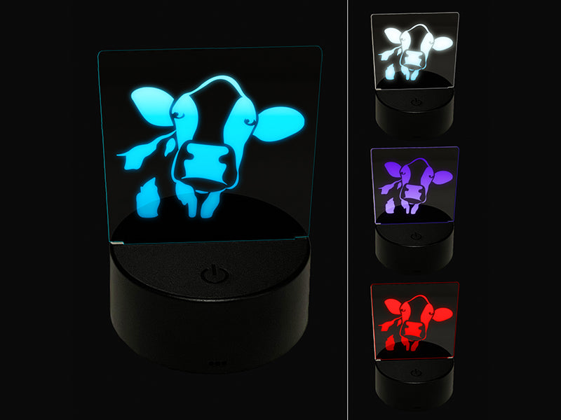 Silly Cow Face 3D Illusion LED Night Light Sign Nightstand Desk Lamp