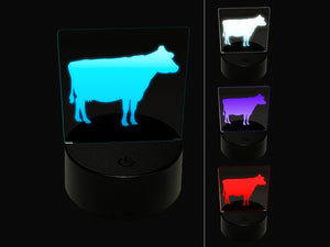 Solid Cow Farm Animal 3D Illusion LED Night Light Sign Nightstand Desk Lamp