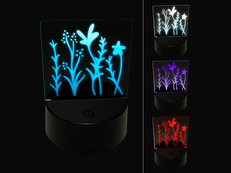 Adorable Summer Wildflowers for Repeating Pattern 3D Illusion LED Night Light Sign Nightstand Desk Lamp