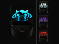 Kawaii Chibi Cow Head Face Milk Farm Animal 3D Illusion LED Night Light Sign Nightstand Desk Lamp