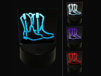 Simple Cowboy Cowgirl Boots Country Farm Life 3D Illusion LED Night Light Sign Nightstand Desk Lamp