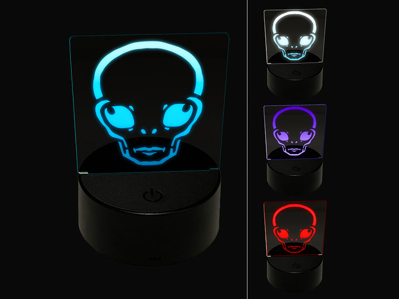 Alien Extraterrestrial UFO Head 3D Illusion LED Night Light Sign Nightstand Desk Lamp