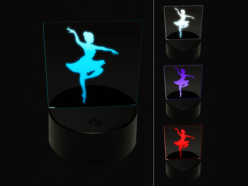 Ballerina Dancer in Tutu On Pointe 3D Illusion LED Night Light Sign Nightstand Desk Lamp