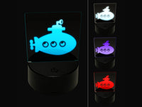 Cartoon Submarine Boat Aquatic Underwater Vehicle Periscope Propeller 3D Illusion LED Night Light Sign Nightstand Lamp