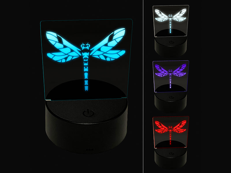 Damselfly Dragonfly Winged Insect Bug 3D Illusion LED Night Light Sign Nightstand Desk Lamp
