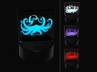 Floating Swimming Octopus with Tentacles Spread 3D Illusion LED Night Light Sign Nightstand Desk Lamp