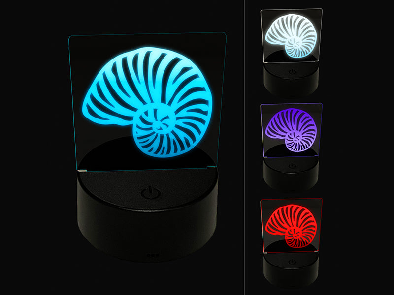 Nautilus Beach Sea Shell 3D Illusion LED Night Light Sign Nightstand Desk Lamp