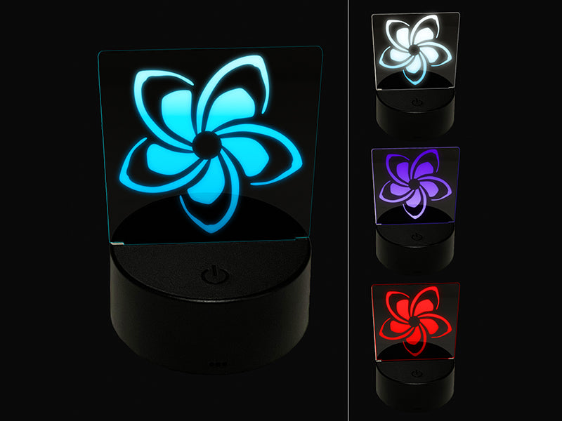 Plumeria Beautiful Tropical Spiral Flower 3D Illusion LED Night Light Sign Nightstand Desk Lamp