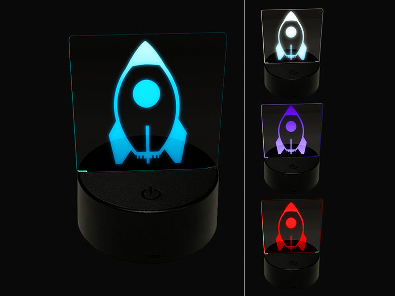 Rocket Space Ship 3D Illusion LED Night Light Sign Nightstand Desk Lamp