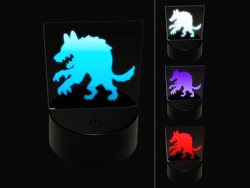 Werewolf Monster Wolf Man Silhouette Halloween 3D Illusion LED Night Light Sign Nightstand Desk Lamp