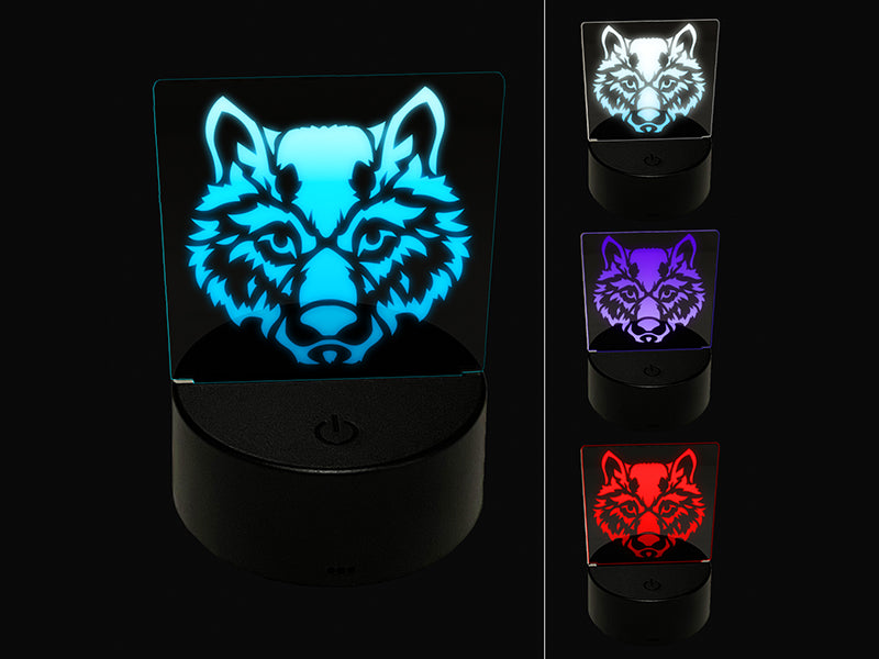 Wild Tribal Wolf Head 3D Illusion LED Night Light Sign Nightstand Desk Lamp