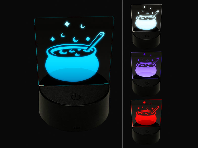 Witch's Bubbling Cauldron Magic Halloween 3D Illusion LED Night Light Sign Nightstand Desk Lamp