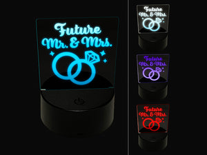 Future Mr & Mrs Wedding Engagement 3D Illusion LED Night Light Sign Nightstand Desk Lamp