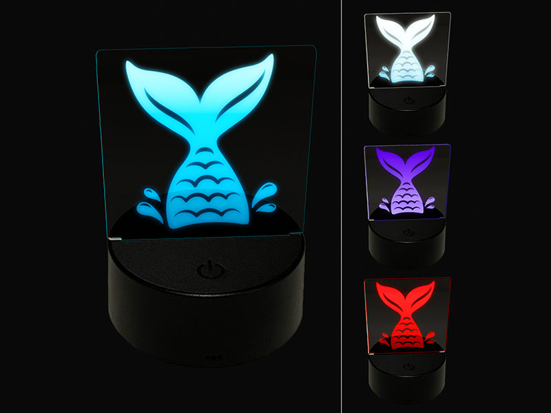 Mermaid Tail 3D Illusion LED Night Light Sign Nightstand Desk Lamp