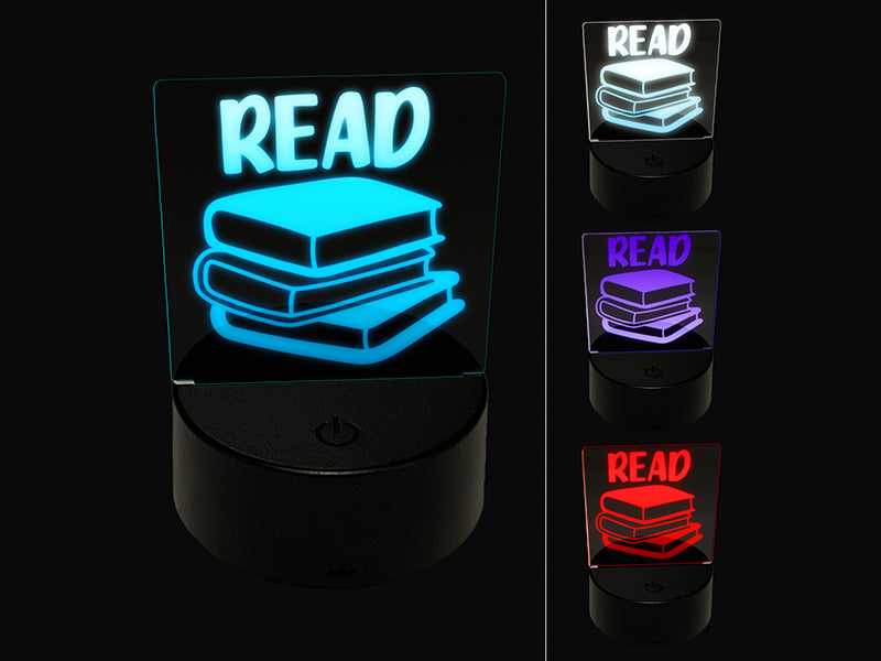 Read Stack of Books 3D Illusion LED Night Light Sign Nightstand Desk Lamp