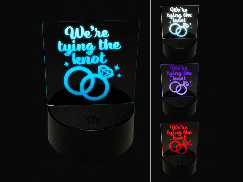 We're Tying the Knot Wedding Rings 3D Illusion LED Night Light Sign Nightstand Desk Lamp
