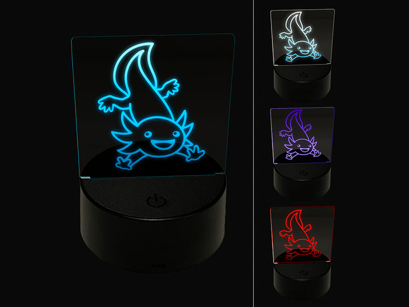 Adventurous Axolotl Salamander 3D Illusion LED Night Light Sign Nightstand Desk Lamp