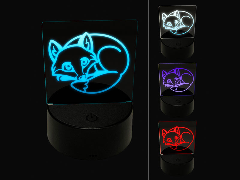 Baby Fox Woodland Animal 3D Illusion LED Night Light Sign Nightstand Desk Lamp