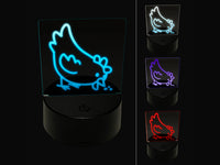 Cartoon Chicken Hen Pecking Ground 3D Illusion LED Night Light Sign Nightstand Desk Lamp