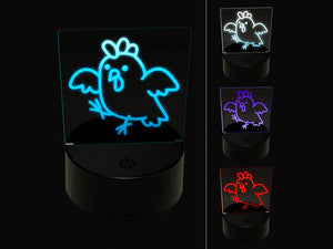 Cartoon Chicken Hen Trying to Fly 3D Illusion LED Night Light Sign Nightstand Desk Lamp