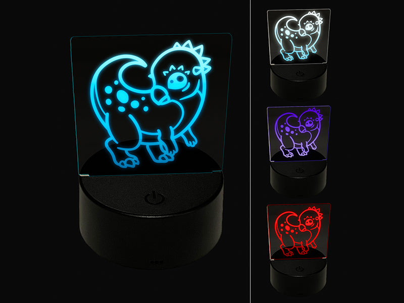 Chibi Pachycephalosaurus Dinosaur 3D Illusion LED Night Light Sign Nightstand Desk Lamp