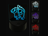 Chibi Raptor Feathered Velociraptor Dinosaur 3D Illusion LED Night Light Sign Nightstand Desk Lamp