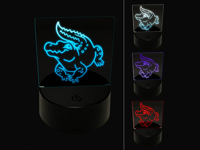 Crocodile Alligator Cute 3D Illusion LED Night Light Sign Nightstand Desk Lamp