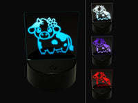 Darling Cow with Flower 3D Illusion LED Night Light Sign Nightstand Desk Lamp