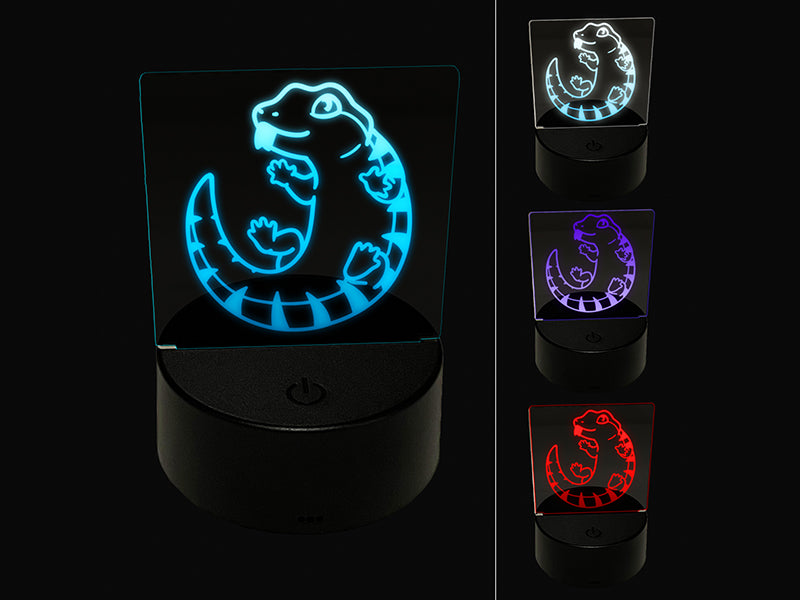 Fat Cute Blue Tongued Skink Lizard Reptile 3D Illusion LED Night Light Sign Nightstand Desk Lamp