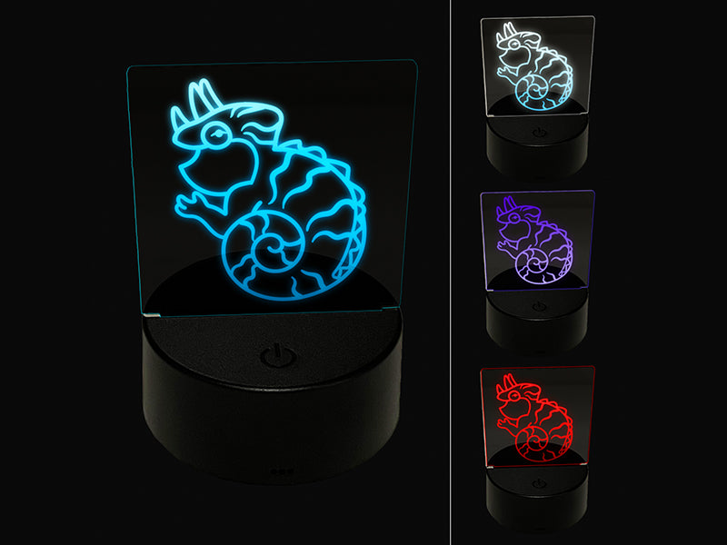 Fat Cute Jackson's Horned Chameleon Lizard Reptile 3D Illusion LED Night Light Sign Nightstand Desk Lamp