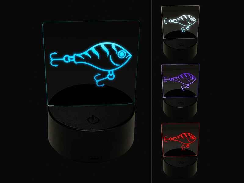 Fishing Lure Bait 3D Illusion LED Night Light Sign Nightstand Desk Lamp