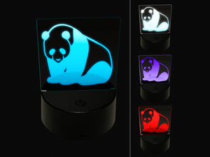 Cute Giant Panda Bear Sitting 3D Illusion LED Night Light Sign Nightstand Desk Lamp