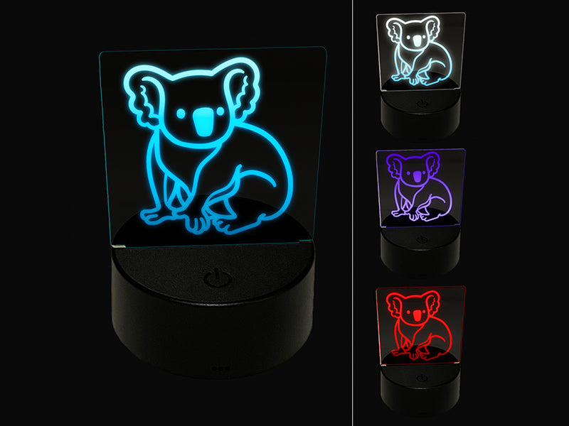 Koala Bear Sitting 3D Illusion LED Night Light Sign Nightstand Desk Lamp