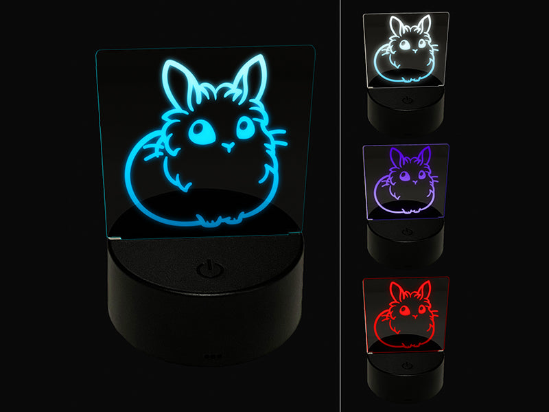 Lionhead Rabbit Bunny Cute 3D Illusion LED Night Light Sign Nightstand Desk Lamp