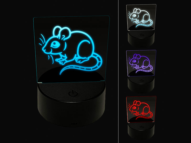 Mouse Rodent 3D Illusion LED Night Light Sign Nightstand Desk Lamp