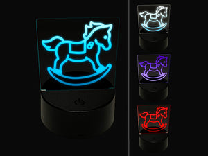 Wooden Rocking Rocker Horse 3D Illusion LED Night Light Sign Nightstand Desk Lamp