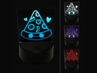 Deliciously Kawaii Chibi Pizza Slice 3D Illusion LED Night Light Sign Nightstand Desk Lamp