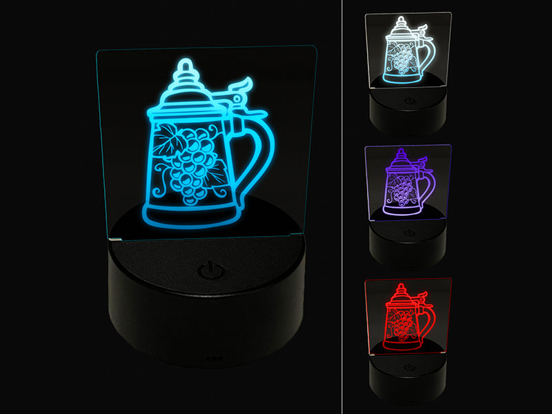 Hand Drawn German Beer Stein 3D Illusion LED Night Light Sign Nightstand Desk Lamp
