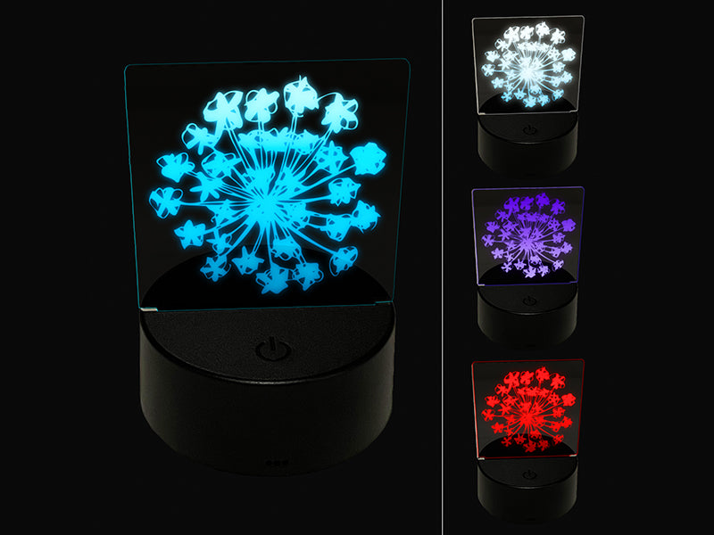 Queen Anne's Lace Flower Silhouette Doodle Sketch 3D Illusion LED Night Light Sign Nightstand Desk Lamp