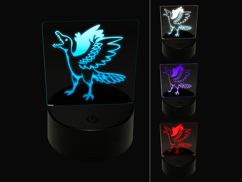 Archaeopteryx Winged Feathered Bird Like Dinosaur 3D Illusion LED Night Light Sign Nightstand Desk Lamp