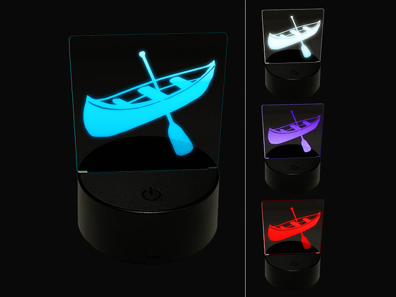 Canoe Water Boat with Paddle 3D Illusion LED Night Light Sign Nightstand Desk Lamp