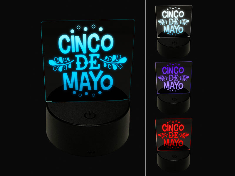 Cinco De Mayo 3D Illusion LED Night Light Sign Nightstand Desk Lamp