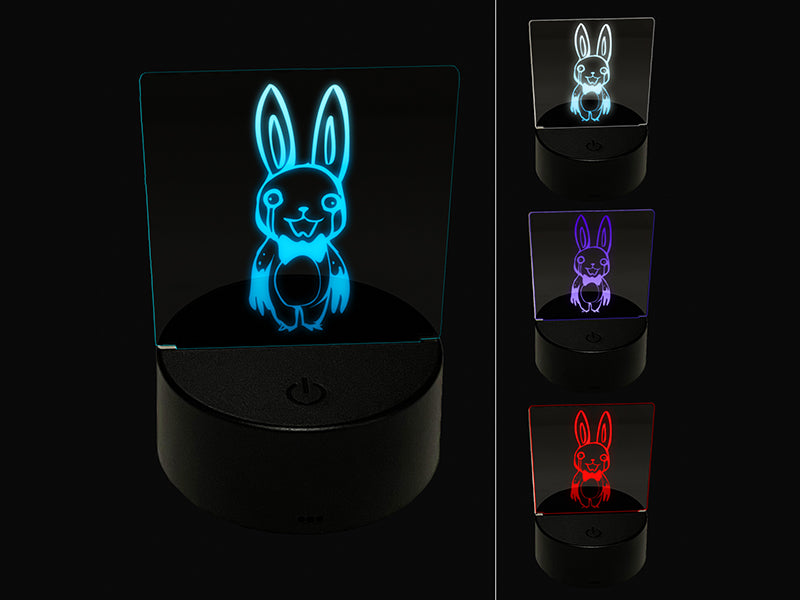 Creepy Spooky Murder Bunny Rabbit Horror 3D Illusion LED Night Light Sign Nightstand Desk Lamp