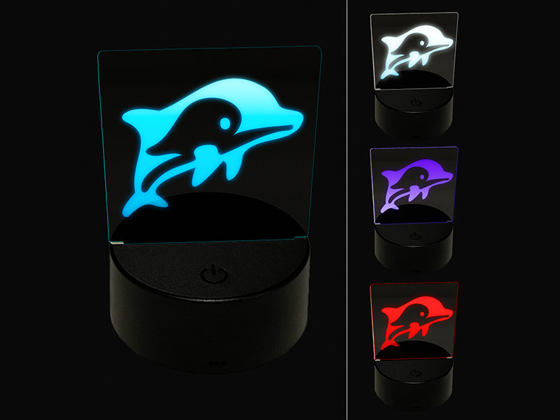 Cute Chibi Striped Dolphin 3D Illusion LED Night Light Sign Nightstand Desk Lamp